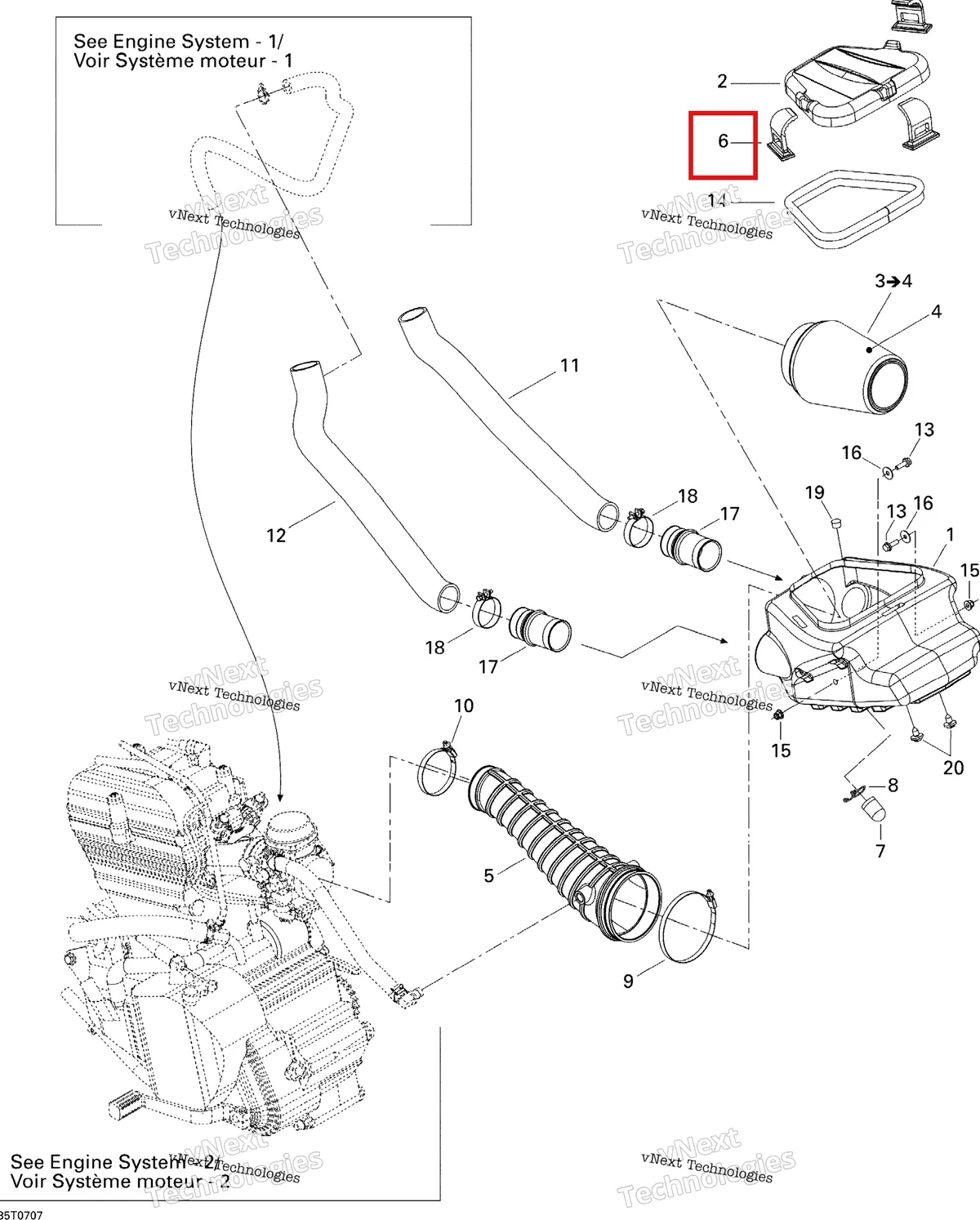 Деталь 708200003 на схеме узла 2007 Can-Am DS 650 X Air Intake