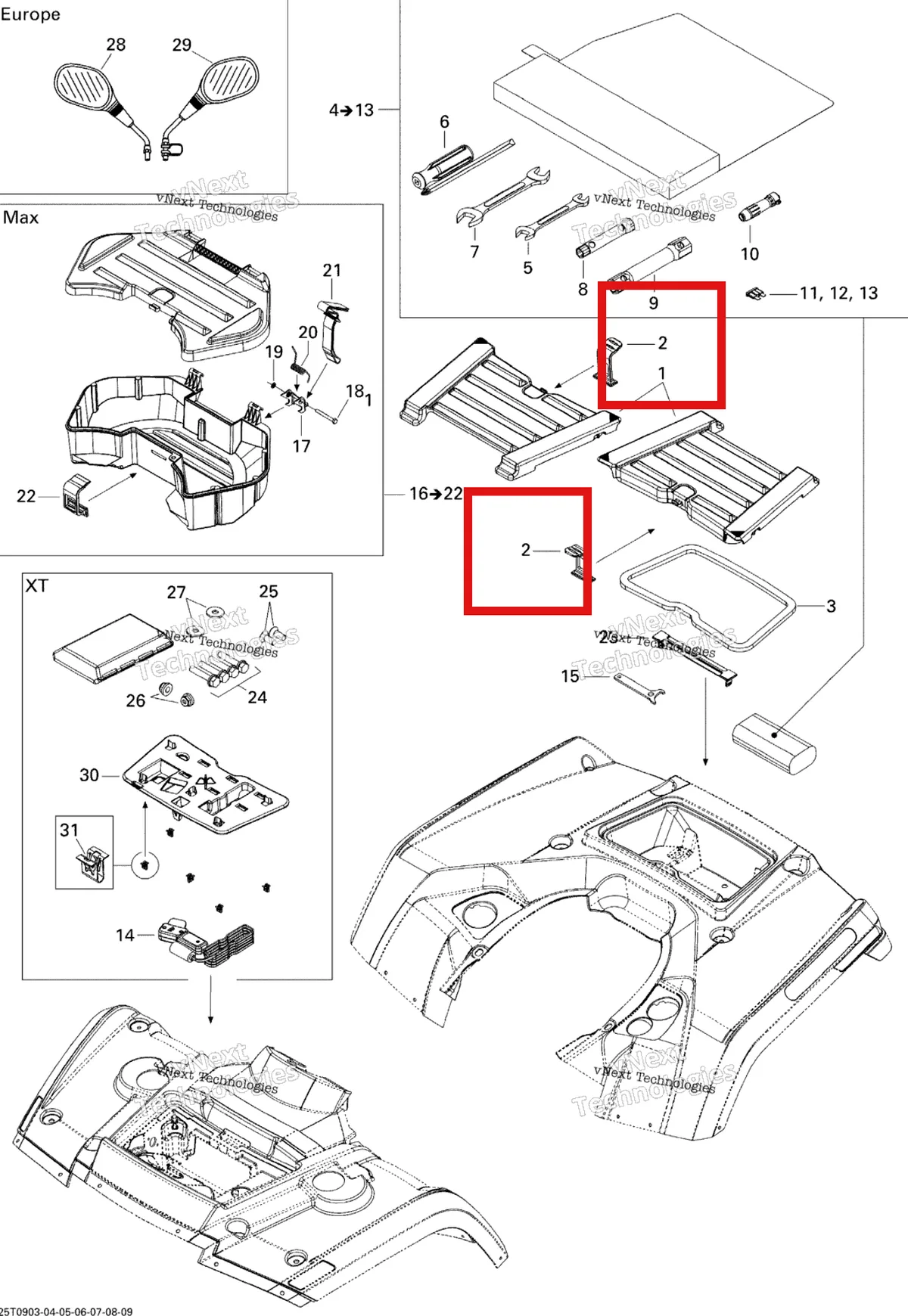 Схема применяемости: Storage крышка защёлка Can-Am Outlander MAX 800 XT (2008) (708200061)