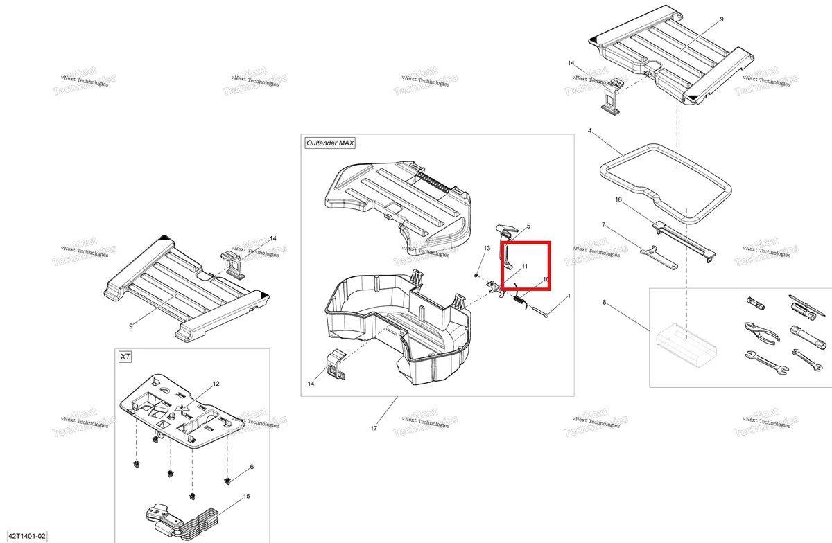 Деталь 708200066 на схеме узла 2014 Can-Am OUTLANDER MAX 400 EFI, STD, XT Rear Cargo Box