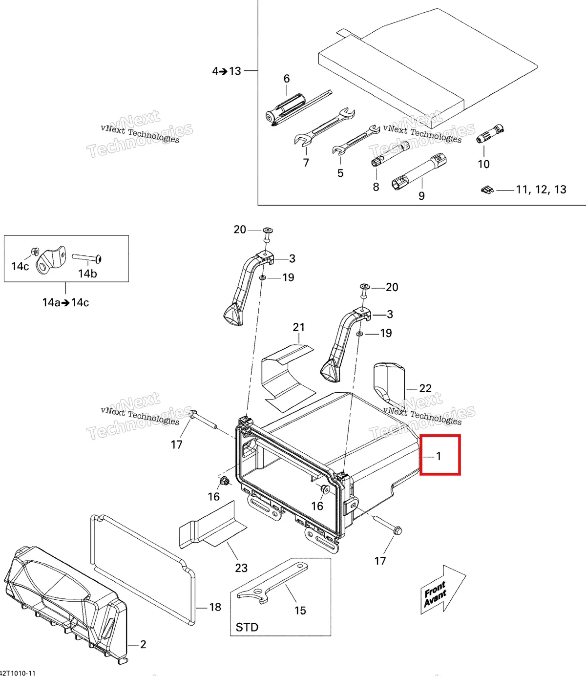 Деталь 708200074 на схеме узла 2010 Can-Am Renegade 500 EFI Rear Cargo Box