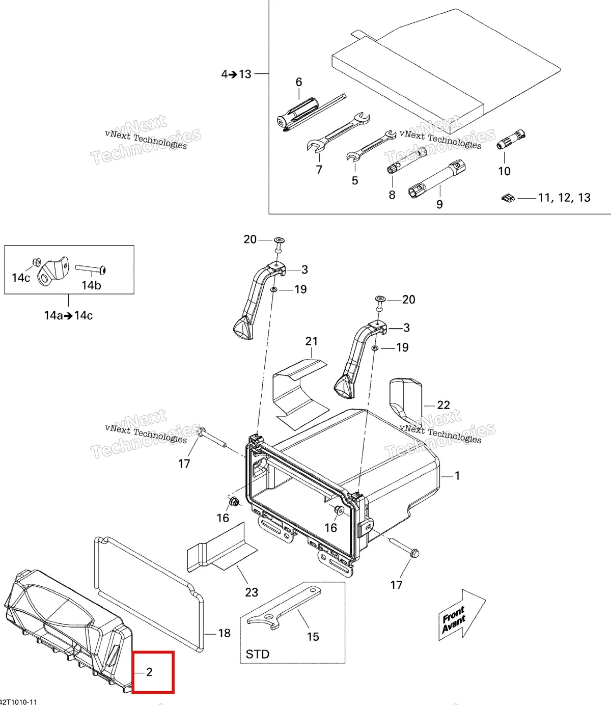 Деталь 708200076 на схеме узла 2010 Can-Am Renegade 500 EFI Rear Cargo Box