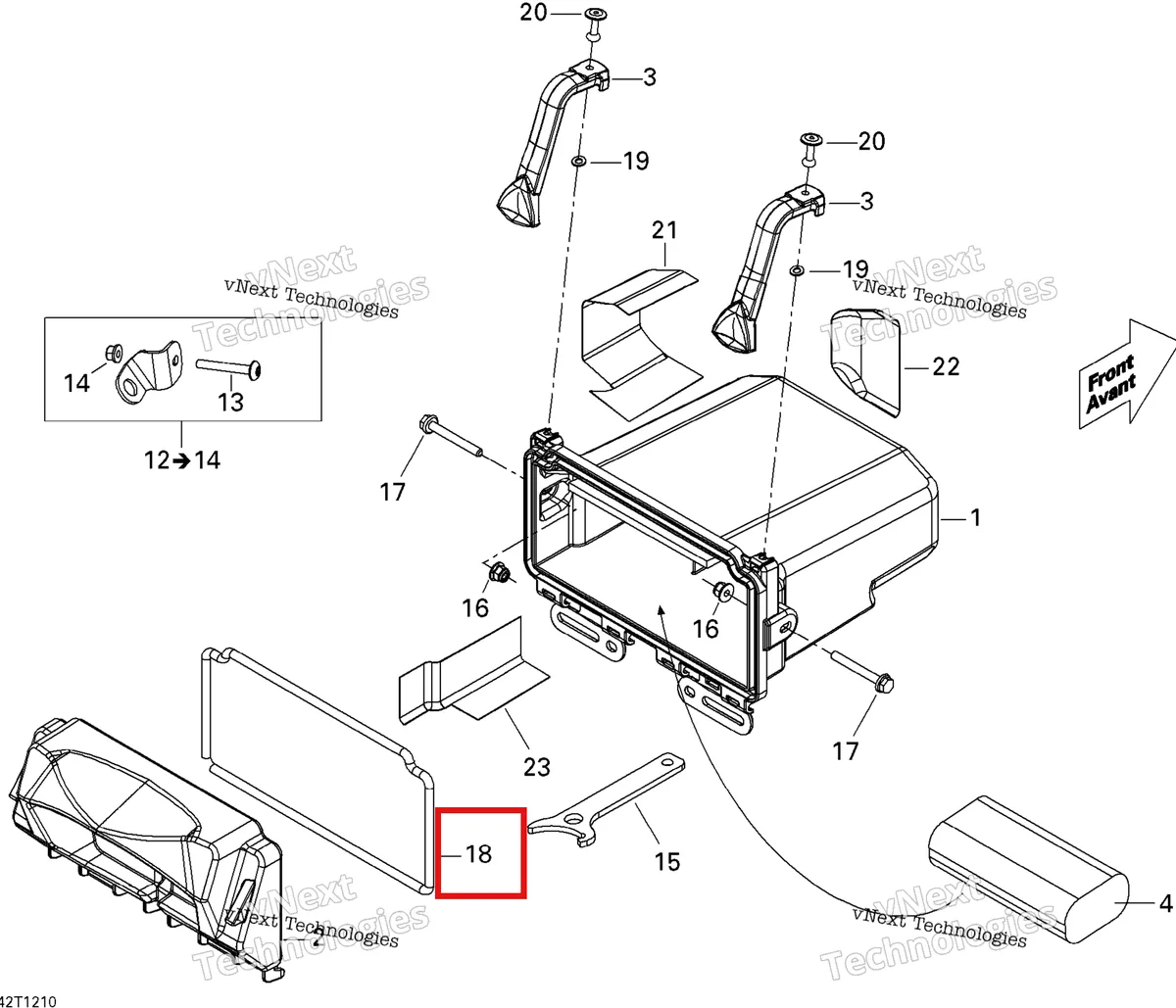 Деталь 708200077 на схеме узла 2012 Can-Am Renagade 500EFI STD Rear Cargo Box