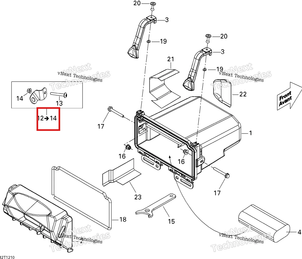 Деталь 708200079 на схеме узла 2012 Can-Am Renagade 500EFI STD Rear Cargo Box