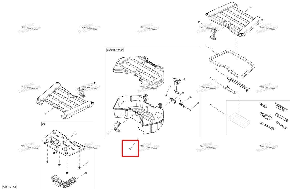 Деталь 708200119 на схеме узла 2014 Can-Am OUTLANDER MAX 400 EFI, STD, XT Rear Cargo Box