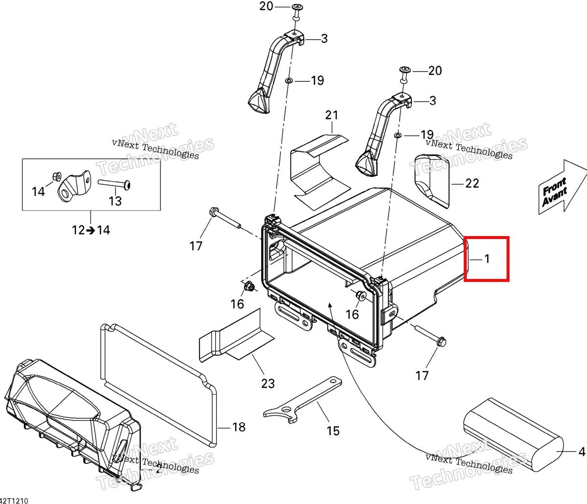 Деталь 708200141 на схеме узла 2012 Can-Am Renagade 500EFI STD Rear Cargo Box