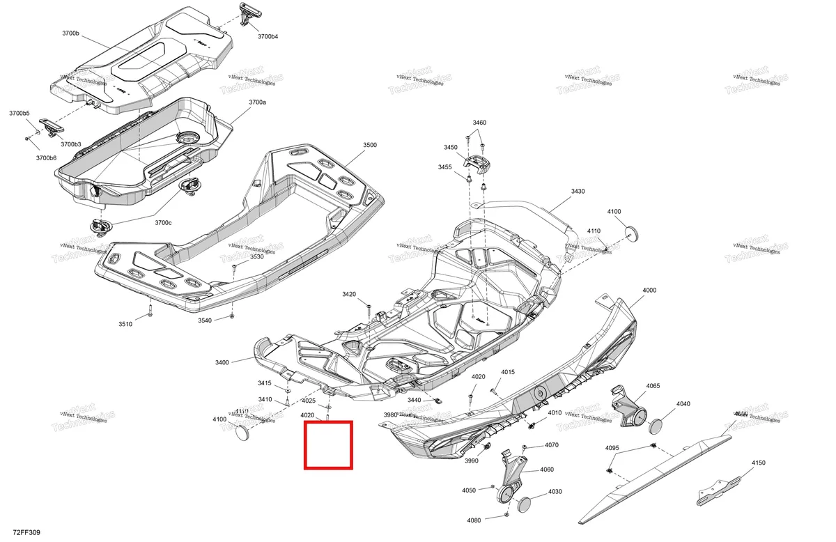 Деталь 708201324 (Защёлка Can-Am Outlander 4x4 XT 1000R (2025) (708201324)) на схеме узла 2026 Can-Am OUTLANDER - 4X4 - BACKCOUNTRY - 1000R - 4NTA - CALI - Dark Camo Body - Rear Section