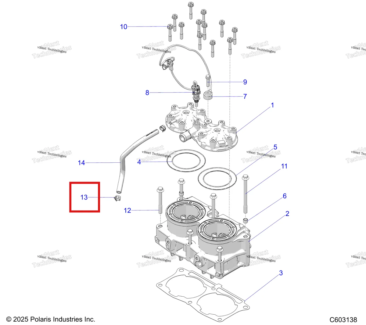 Деталь 7082198 на схеме узла Engine, Cylinder & Cylinder Head S27tlc9b/Tlr9b