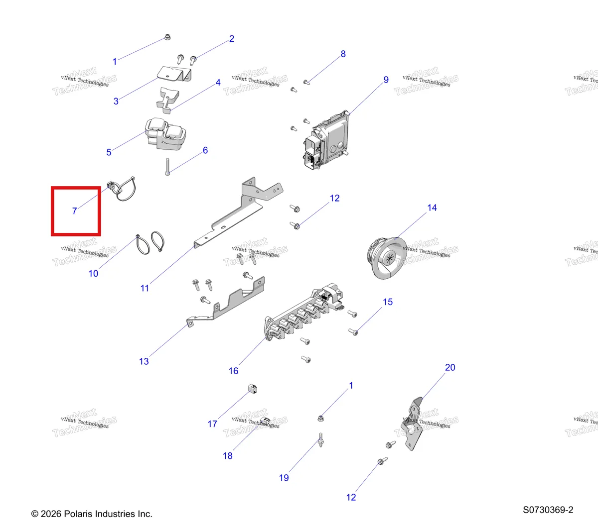 Деталь 7082403 на схеме узла Electrical, Harness Components