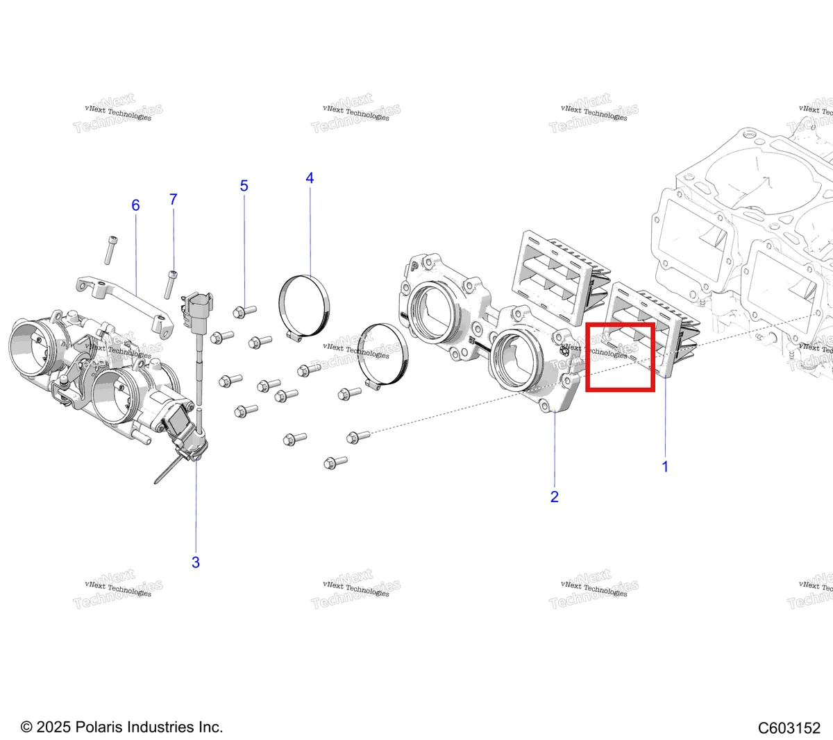 Деталь 7082606 на схеме узла Engine, Reed Valve & Throttle Body S27ajn8rs