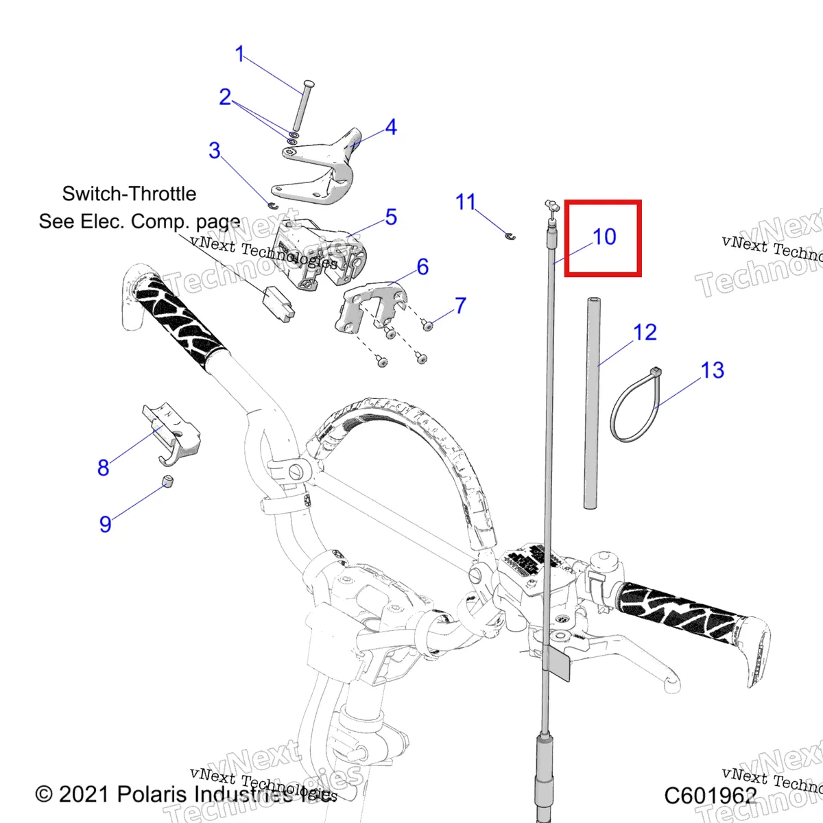 Деталь 7082855 на схеме узла Engine, Throttle Control Asm