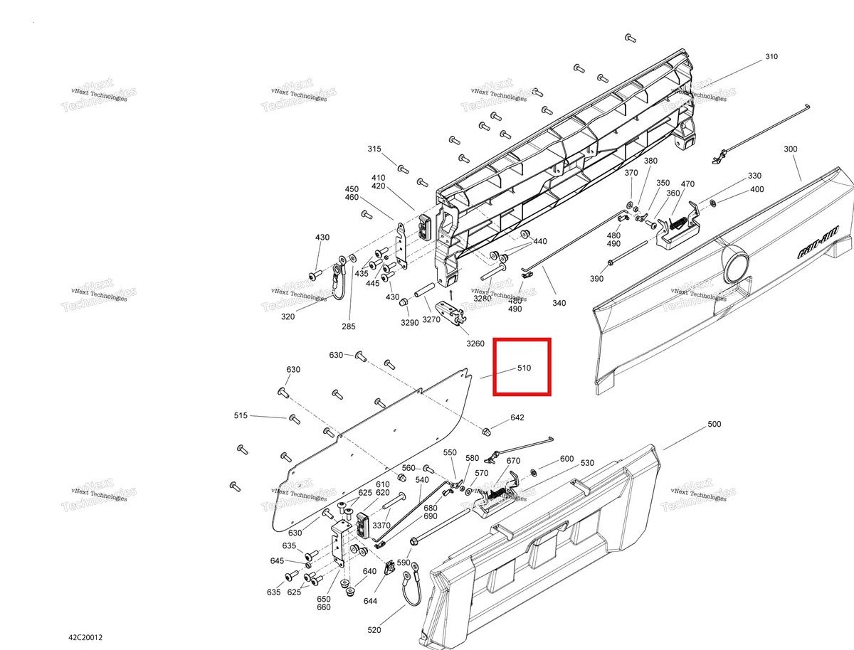 Деталь 708300073 на схеме узла 2020 Can-Am Commander 800R EFI Rear Cargo Box - Door
