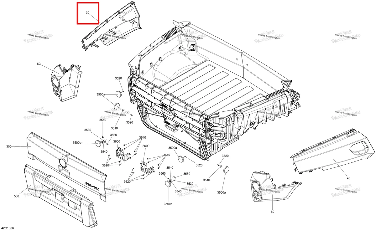 Деталь 708300101 на схеме узла STD, XT, LSV Rear Cargo Box