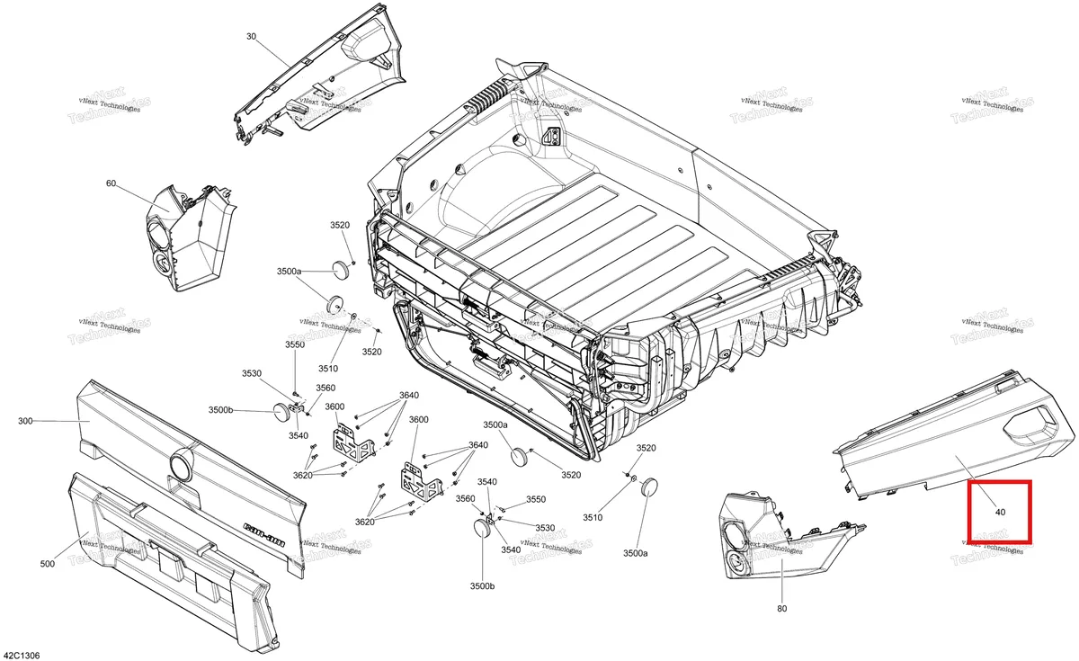 Деталь 708300102 на схеме узла STD, XT, LSV Rear Cargo Box