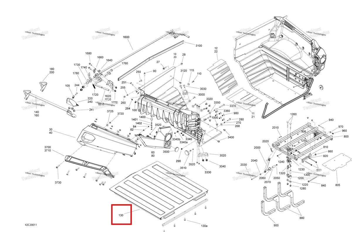 Деталь 708300131 на схеме узла 2020 Can-Am Commander 800R EFI Rear Cargo Box - Box