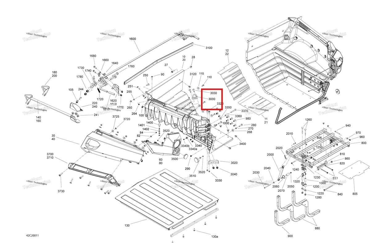 Деталь 708300183 на схеме узла 2020 Can-Am Commander 800R EFI Rear Cargo Box - Box