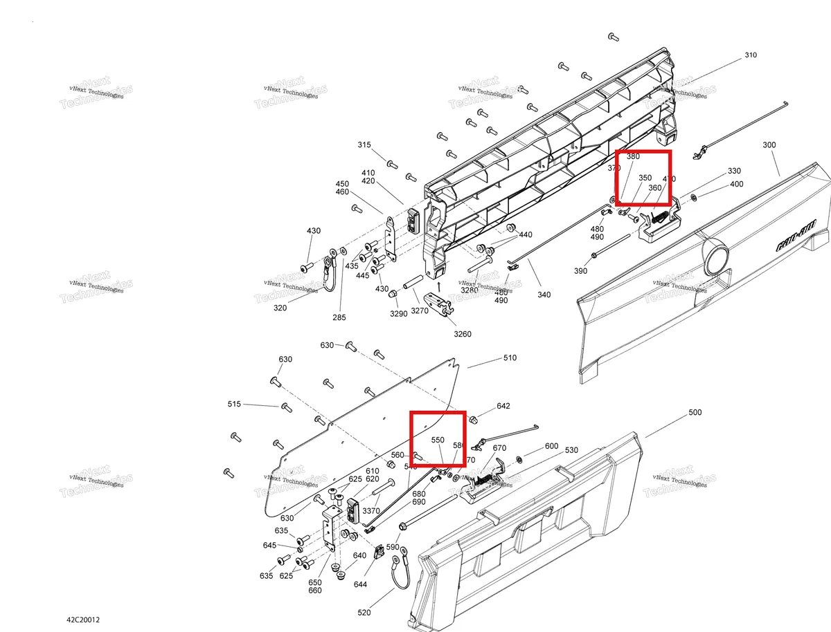 Деталь 708300184 на схеме узла 2020 Can-Am Commander 800R EFI Rear Cargo Box - Door