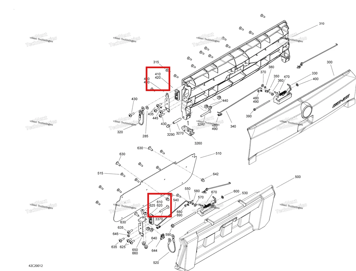 Деталь 708300201 на схеме узла 2020 Can-Am Commander 800R EFI Rear Cargo Box - Door