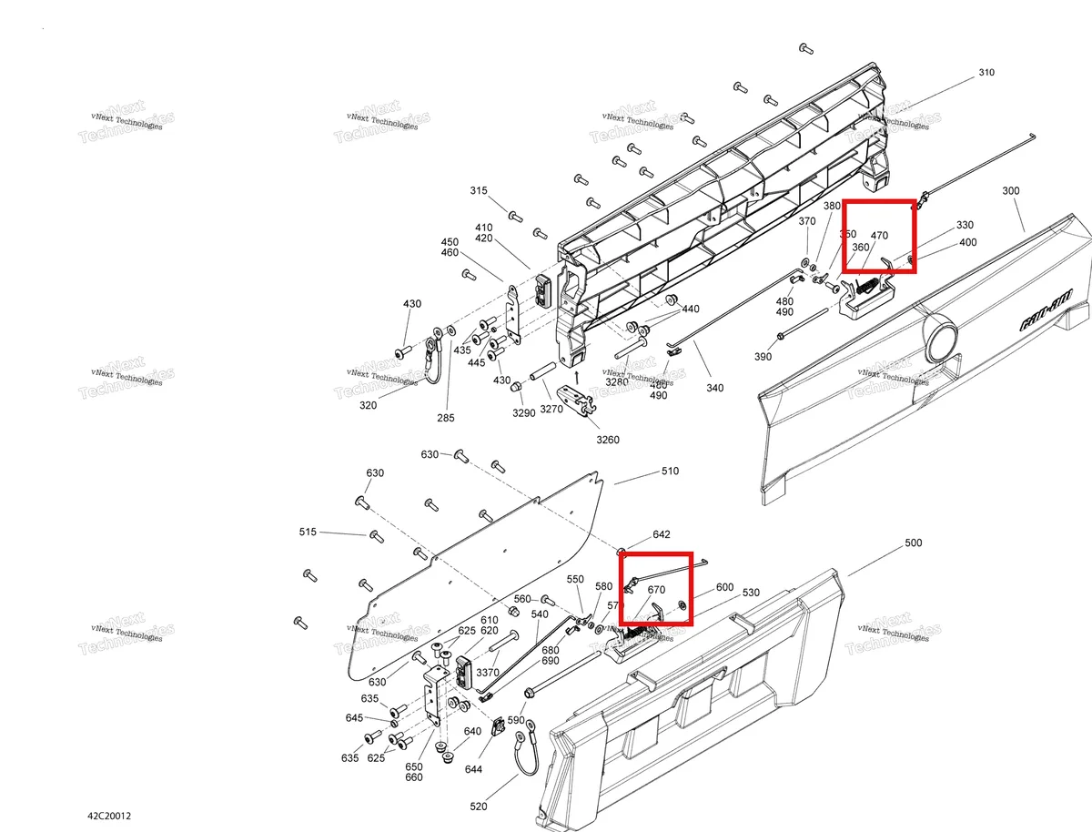 Деталь 708300219 на схеме узла 2020 Can-Am Commander 800R EFI Rear Cargo Box - Door
