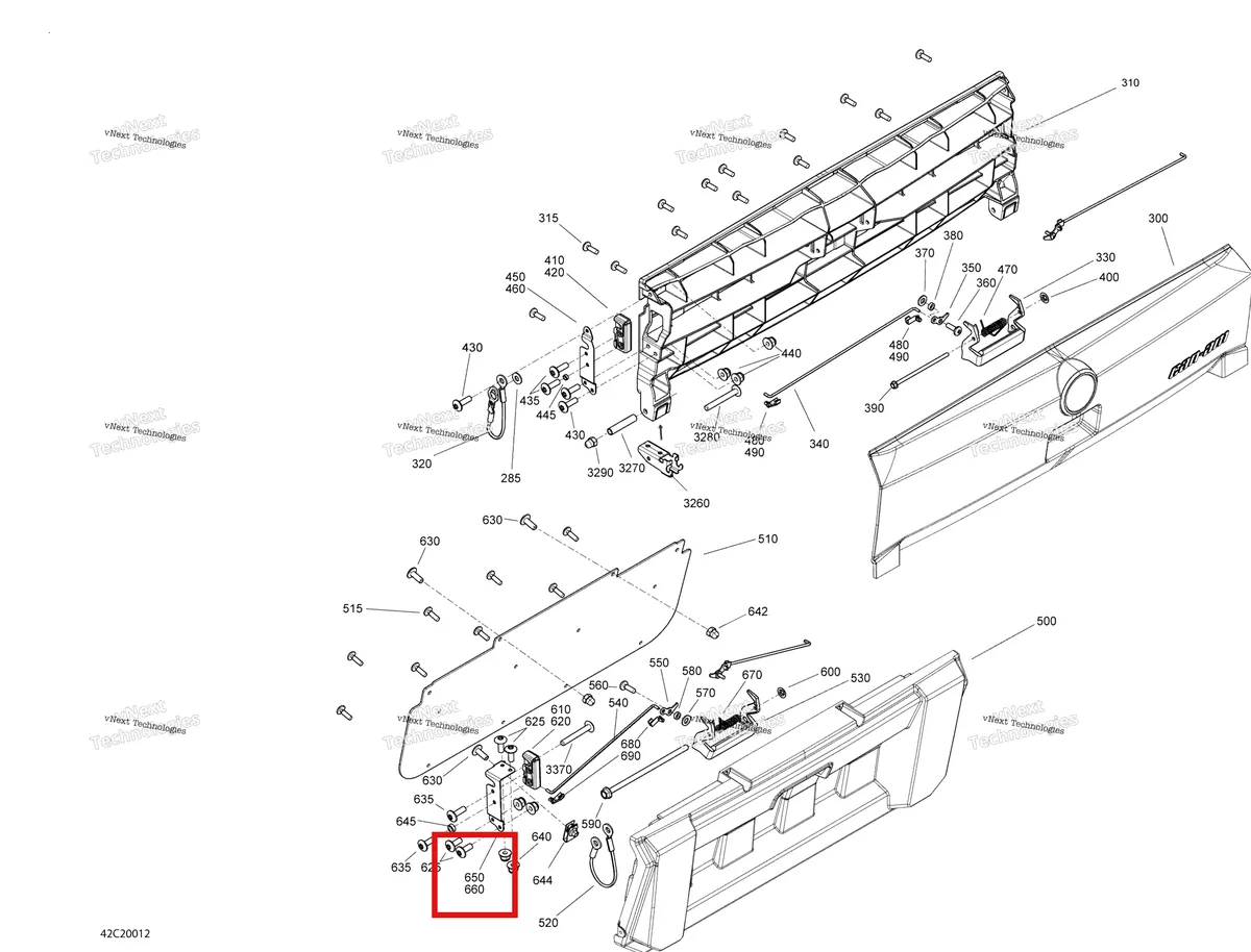 Деталь 708300361 на схеме узла 2020 Can-Am Commander 800R EFI Rear Cargo Box - Door