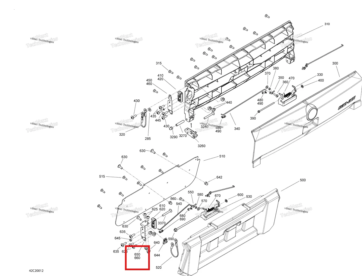 Деталь 708300362 на схеме узла 2020 Can-Am Commander 800R EFI Rear Cargo Box - Door