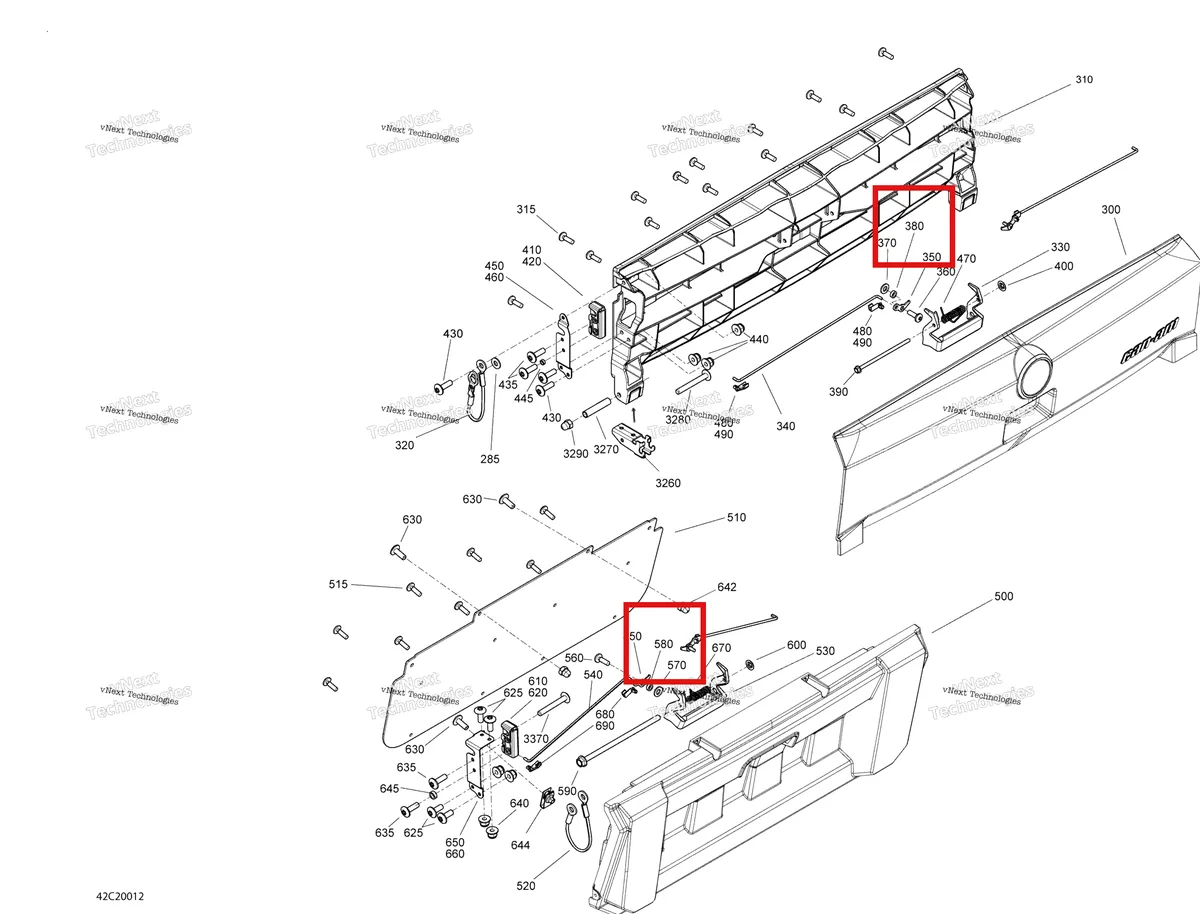 Деталь 708300365 на схеме узла 2020 Can-Am Commander 800R EFI Rear Cargo Box - Door