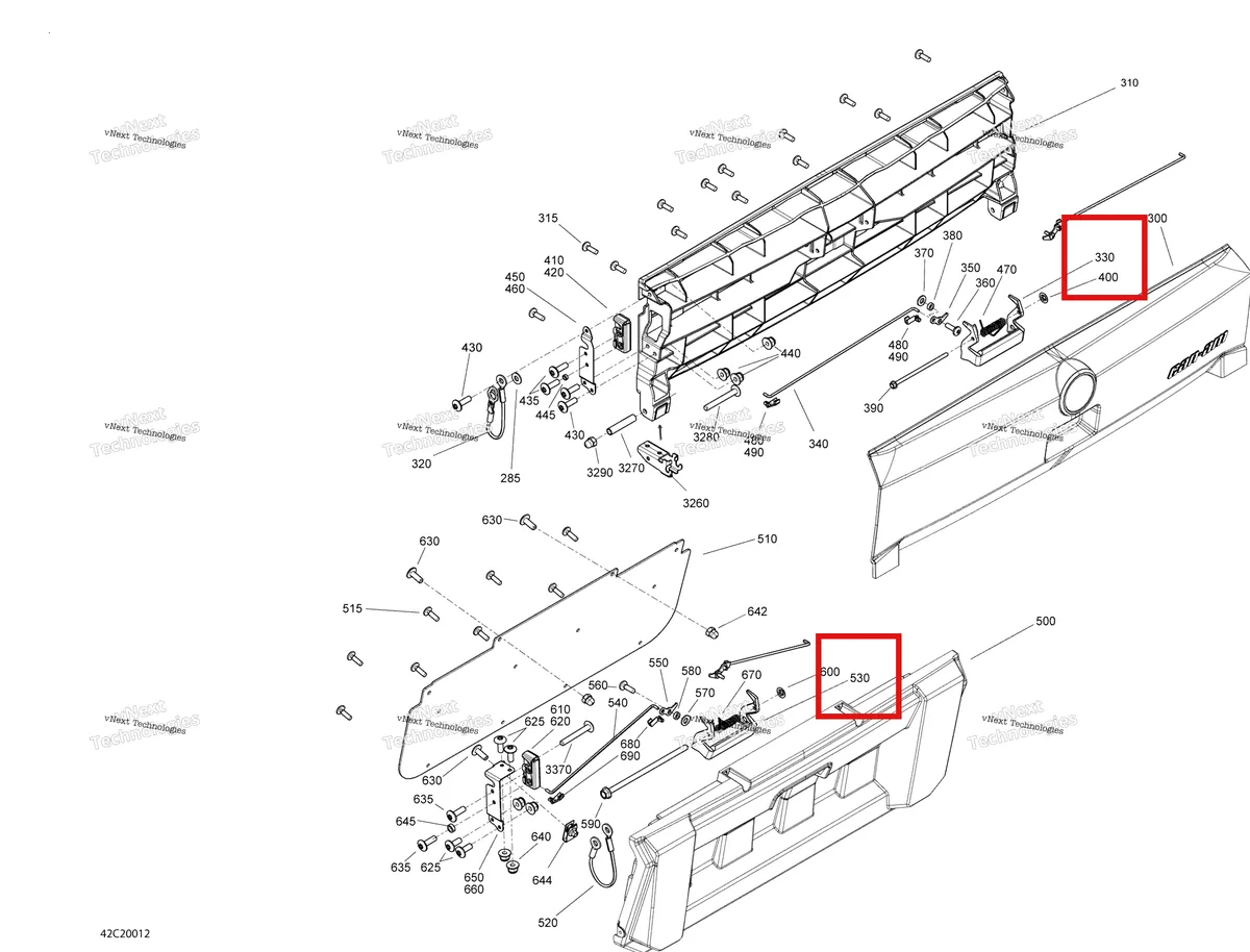 Деталь 708300398 на схеме узла 2020 Can-Am Commander 800R EFI Rear Cargo Box - Door