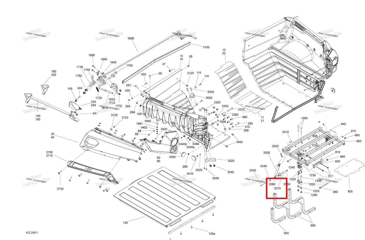 Деталь 708300470 на схеме узла 2020 Can-Am Commander 800R EFI Rear Cargo Box - Box