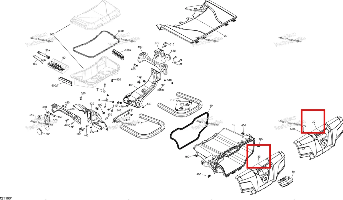 Деталь 708300511 на схеме узла 2019 Can-Am OUTLANDER MAX 650 EFI - T3 Rear Cargo Box - 650 Efi