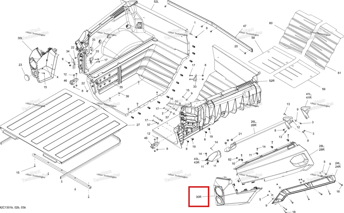 Деталь 708300560 на схеме узла 2013 Can-Am COMMANDER STD, DPS, XT, 800R EFI Rear Cargo Box