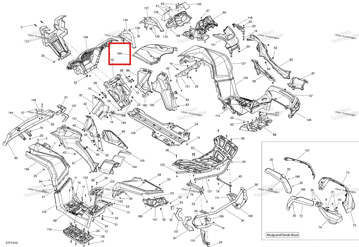 Деталь 708300657 на схеме узла 2013 Can-Am OUTLANDER 1000EFI XMR Body And Accessories