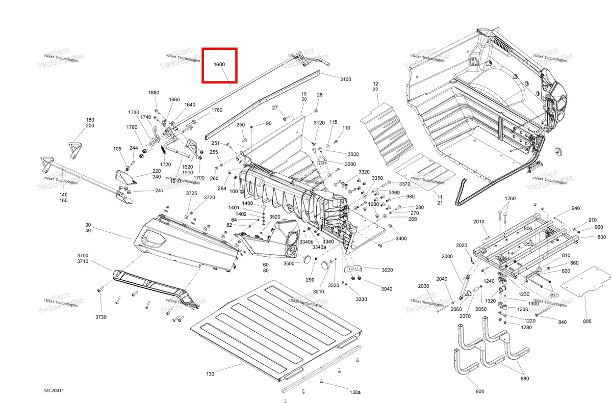 Деталь 708300751 на схеме узла 2020 Can-Am Commander 800R EFI Rear Cargo Box - Box