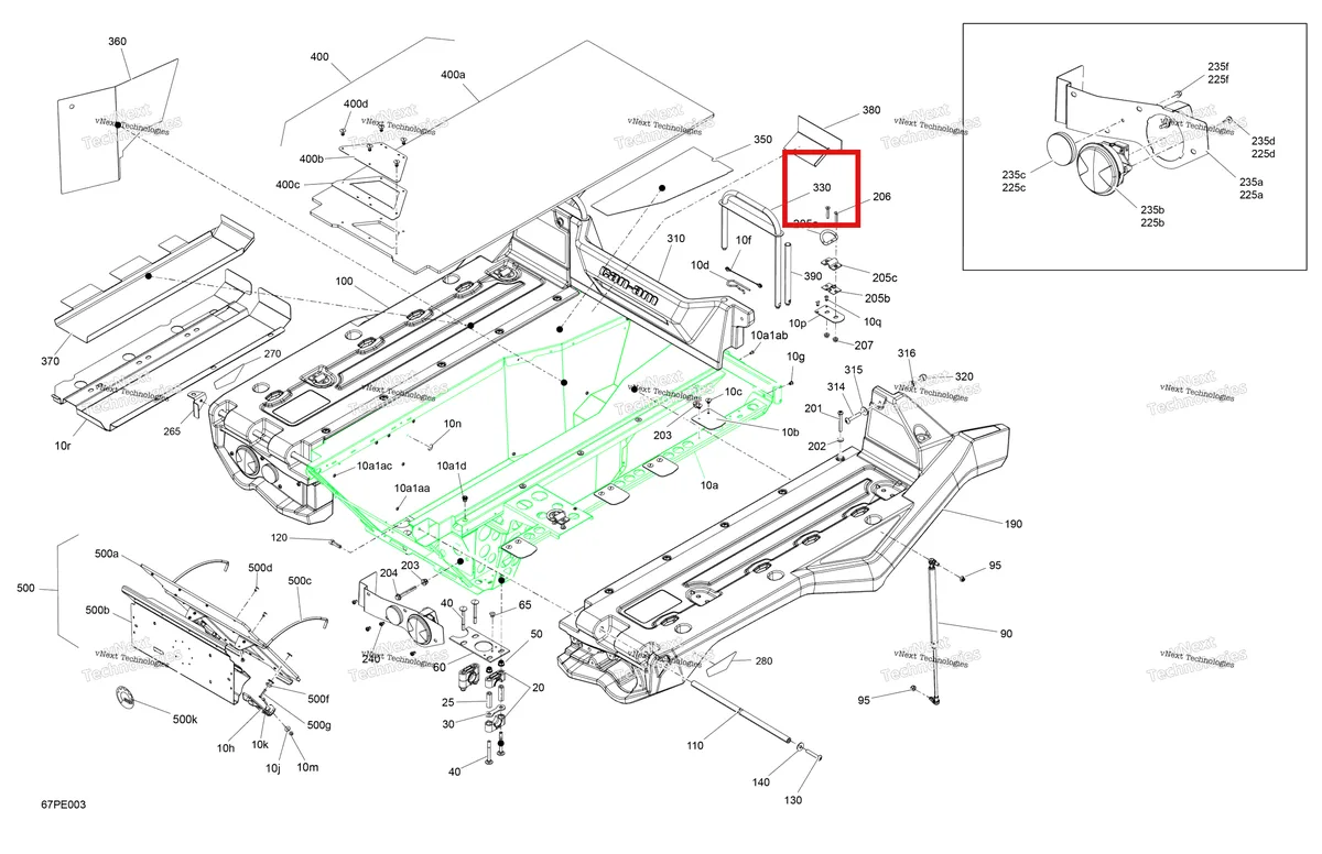 Деталь 708300939 на схеме узла 2025 Can-Am OUT-MAX - 6X6 - XT - 1000 EFI - 5ZSA - Boreal Green Body - Cargo Platform