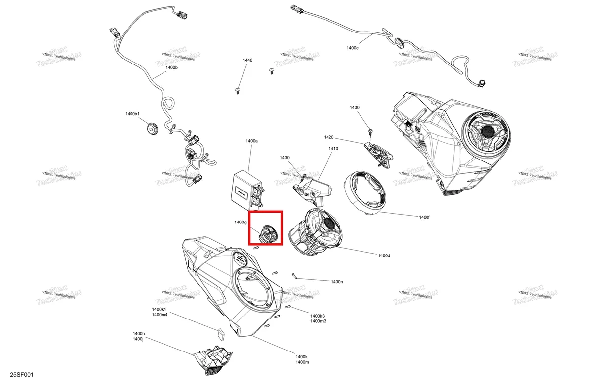 Деталь 708301025 (Втулка резиновая Sea-Doo GTX 300 (2020) (708301025)) на схеме узла 2026 Sea-Doo GTX - 170 - STD - 11TA - Blue Abyss - Audio Electric - Audio System