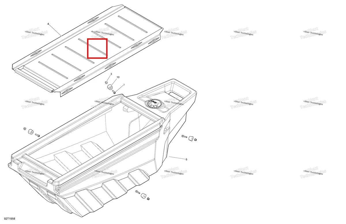Деталь 708301033 на схеме узла 2019 Can-Am OUTLANDER 6X6 - 1000 EFI - T3 Option Drawer Box Kit