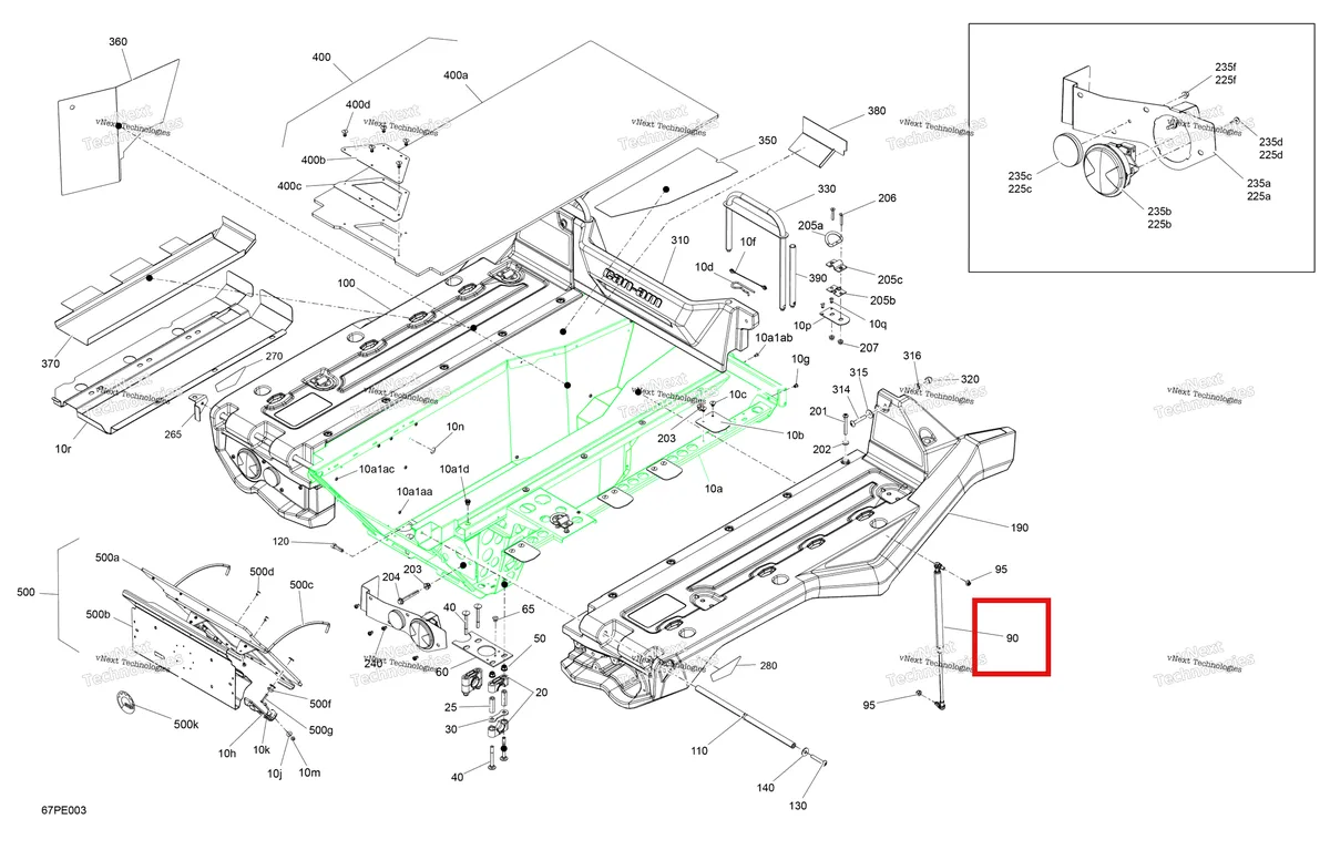 Деталь 708301058 на схеме узла 2025 Can-Am OUT-MAX - 6X6 - XT - 1000 EFI - 5ZSA - Boreal Green Body - Cargo Platform