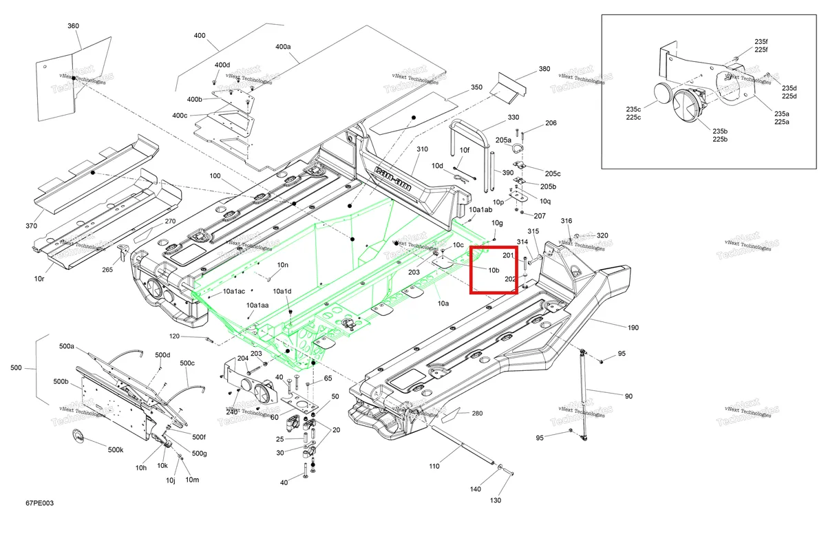 Деталь 708301095 на схеме узла 2025 Can-Am OUT-MAX - 6X6 - XT - 1000 EFI - 5ZSA - Boreal Green Body - Cargo Platform