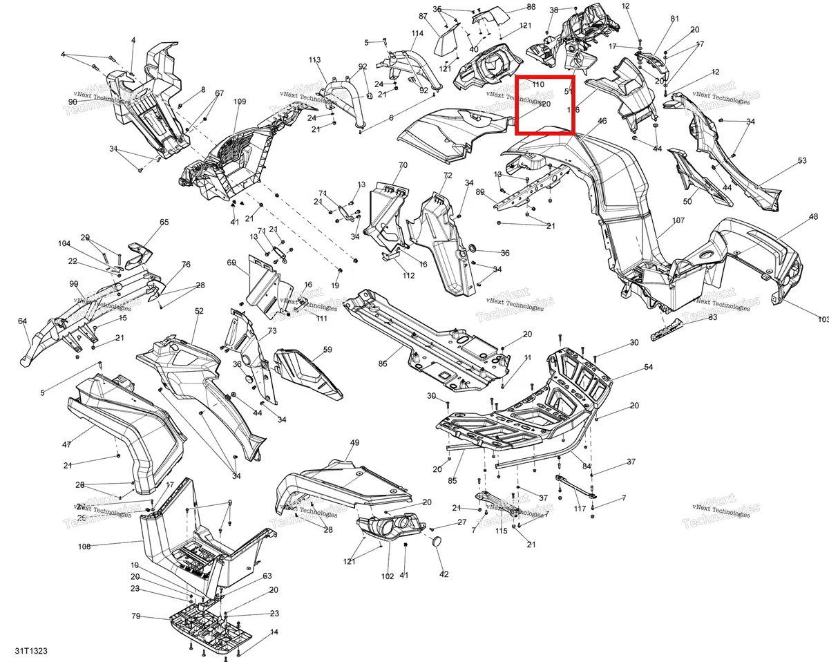 Деталь 708301154 на схеме узла 2013 Can-Am OUTLANDER 650EFI XMR Body And Accessories