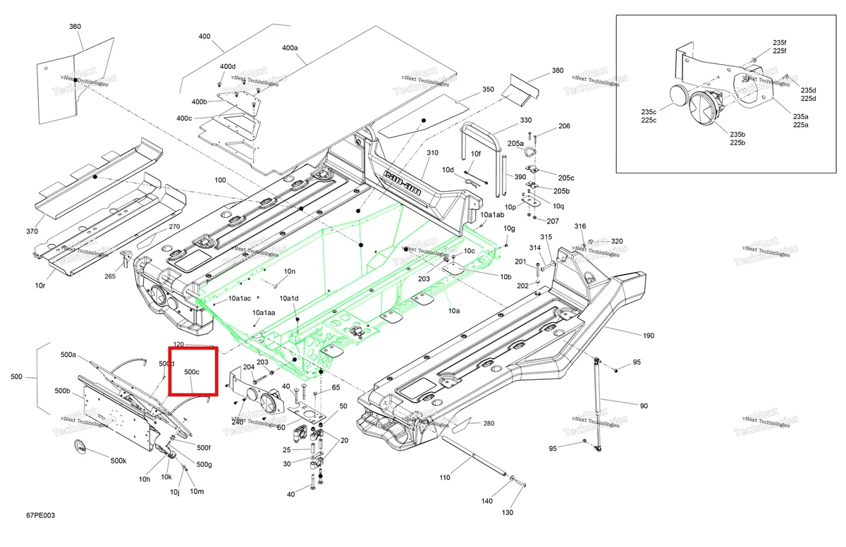 Деталь 708301213 на схеме узла 2025 Can-Am OUT-MAX - 6X6 - XT - 1000 EFI - 5ZSA - Boreal Green Body - Cargo Platform