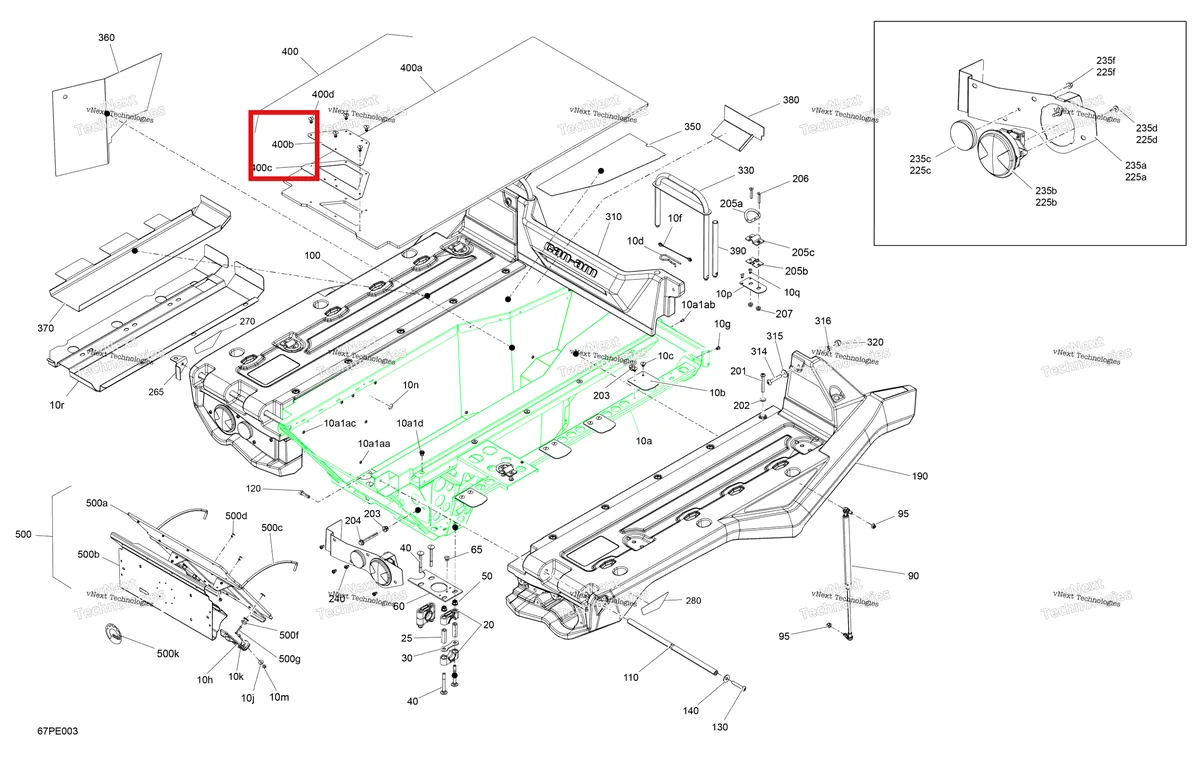 Деталь 708301262 на схеме узла 2025 Can-Am OUT-MAX - 6X6 - XT - 1000 EFI - 5ZSA - Boreal Green Body - Cargo Platform