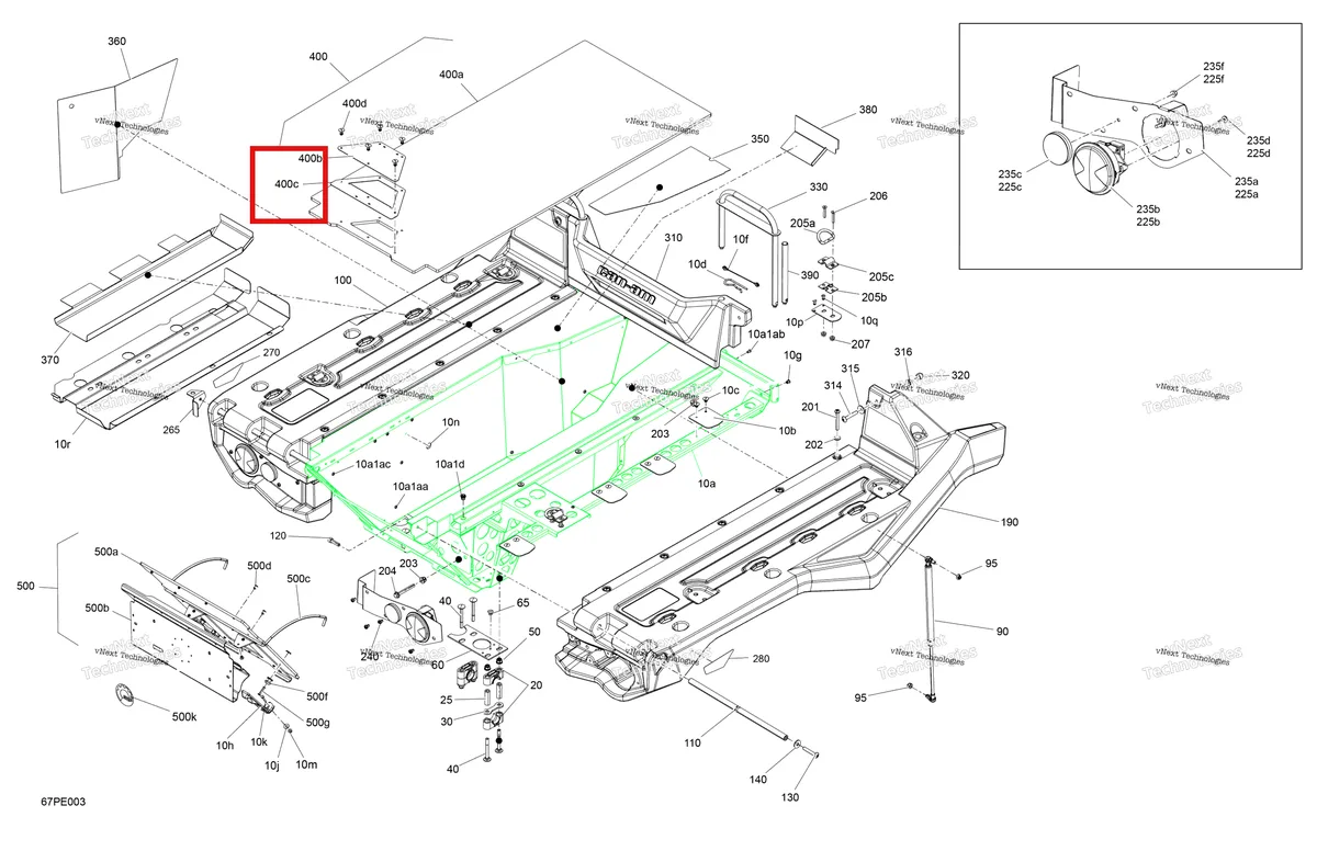 Деталь 708301263 на схеме узла 2025 Can-Am OUT-MAX - 6X6 - XT - 1000 EFI - 5ZSA - Boreal Green Body - Cargo Platform
