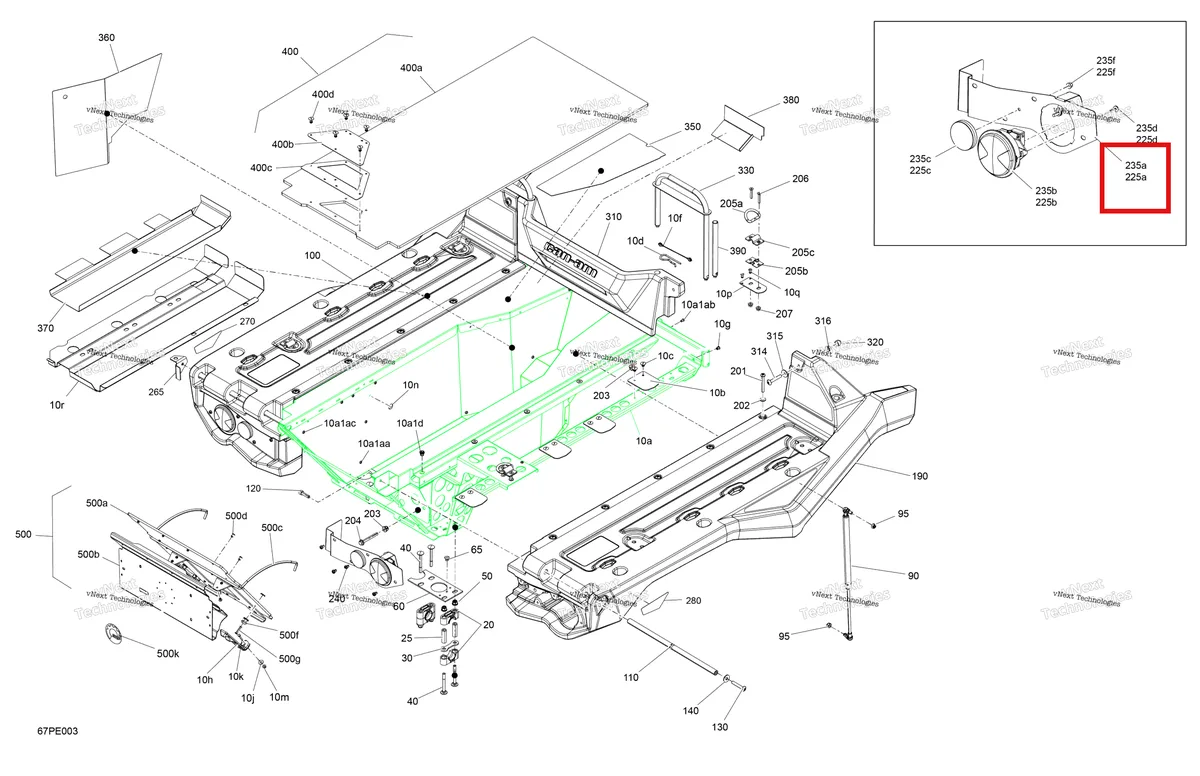 Деталь 708301274 на схеме узла 2025 Can-Am OUT-MAX - 6X6 - XT - 1000 EFI - 5ZSA - Boreal Green Body - Cargo Platform