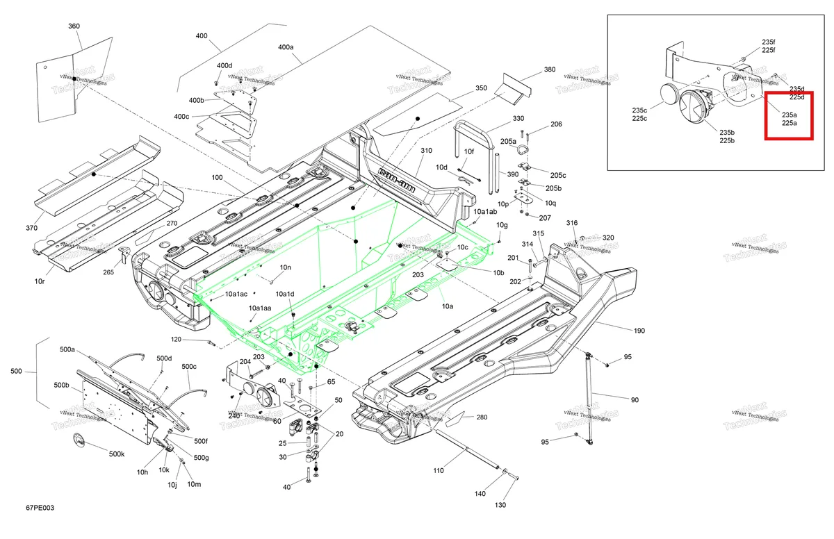 Деталь 708301275 на схеме узла 2025 Can-Am OUT-MAX - 6X6 - XT - 1000 EFI - 5ZSA - Boreal Green Body - Cargo Platform
