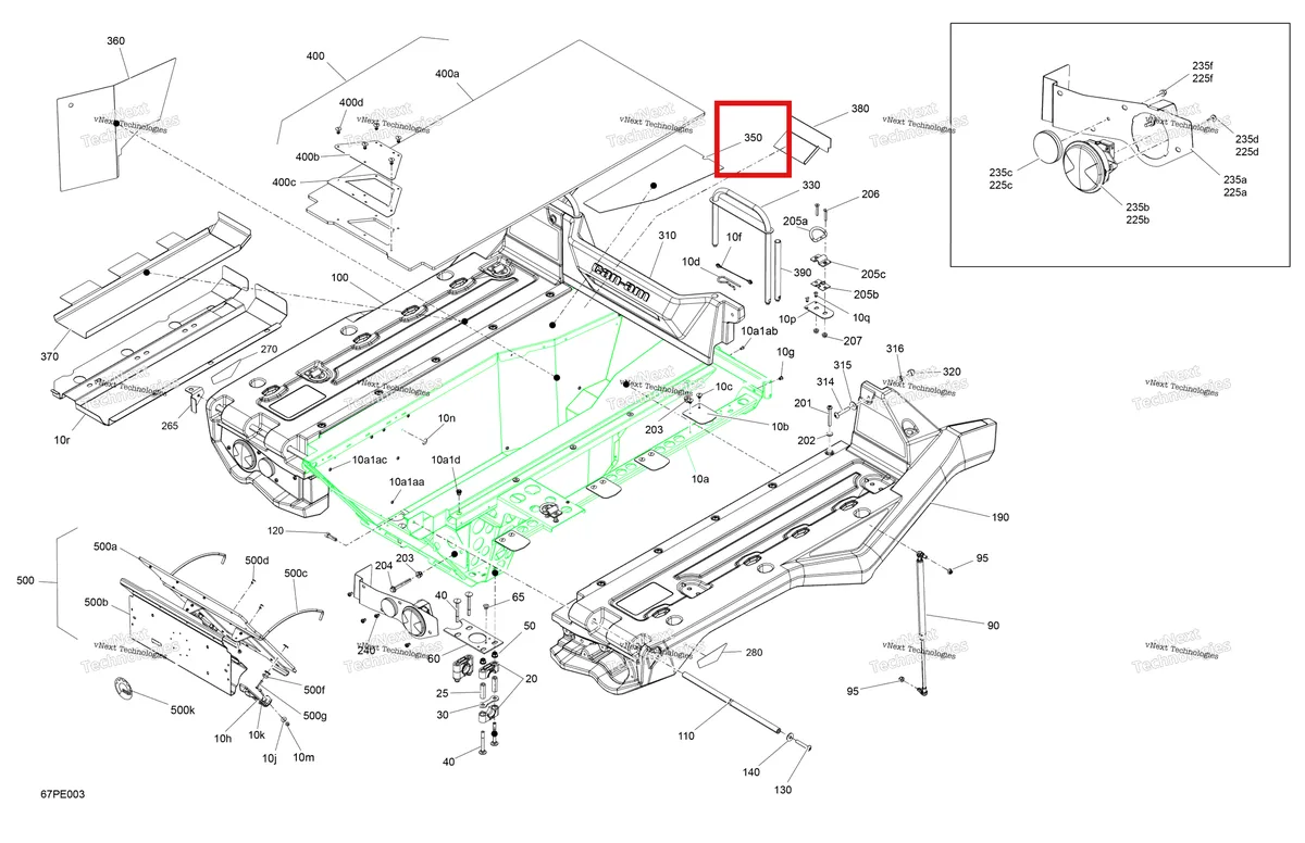 Деталь 708301336 на схеме узла 2025 Can-Am OUT-MAX - 6X6 - XT - 1000 EFI - 5ZSA - Boreal Green Body - Cargo Platform