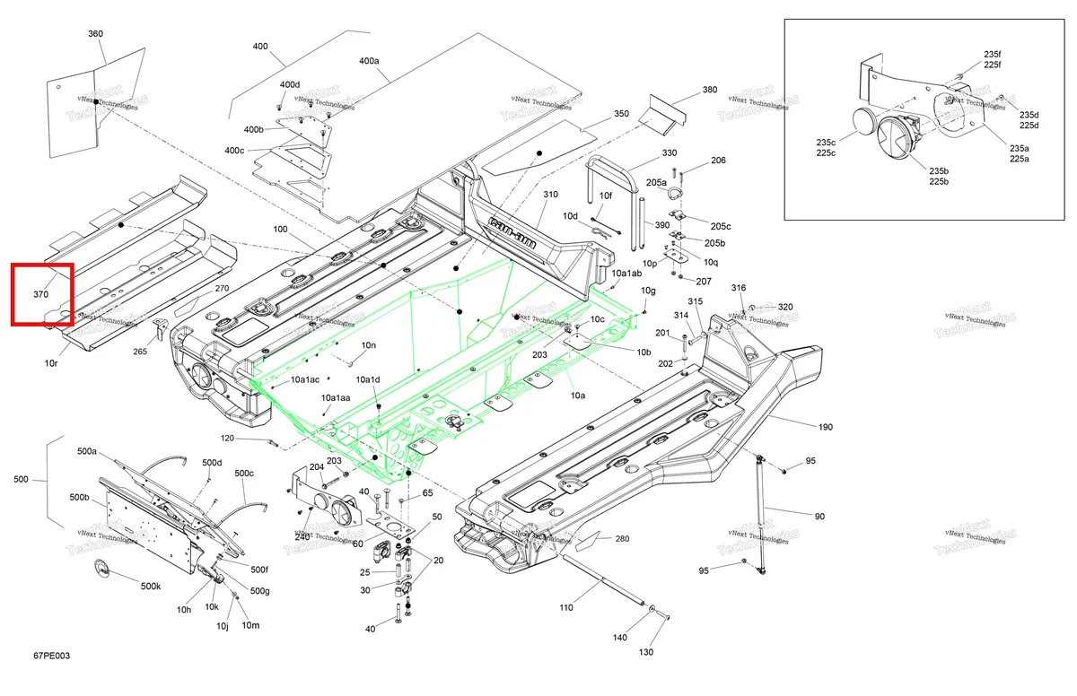Деталь 708301338 на схеме узла 2025 Can-Am OUT-MAX - 6X6 - XT - 1000 EFI - 5ZSA - Boreal Green Body - Cargo Platform