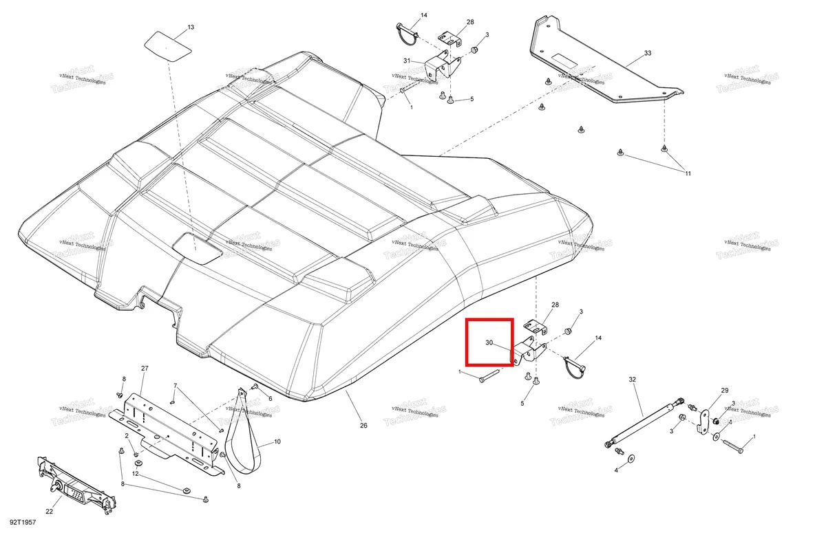 Деталь 708301340 на схеме узла 2019 Can-Am OUTLANDER MAX 6X6 - 650 EFI - T3 Option Hard Top