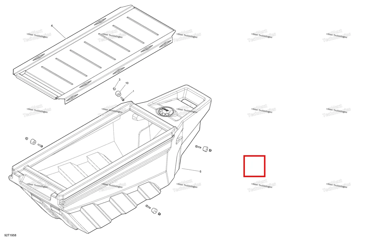 Деталь 708301382 на схеме узла 2019 Can-Am OUTLANDER 6X6 - 1000 EFI - T3 Option Drawer Box Kit