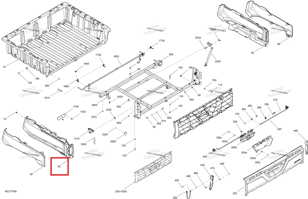 Деталь 708301465 на схеме узла 2017 Can-Am TRAXTER HD5 Rear Cargo Box