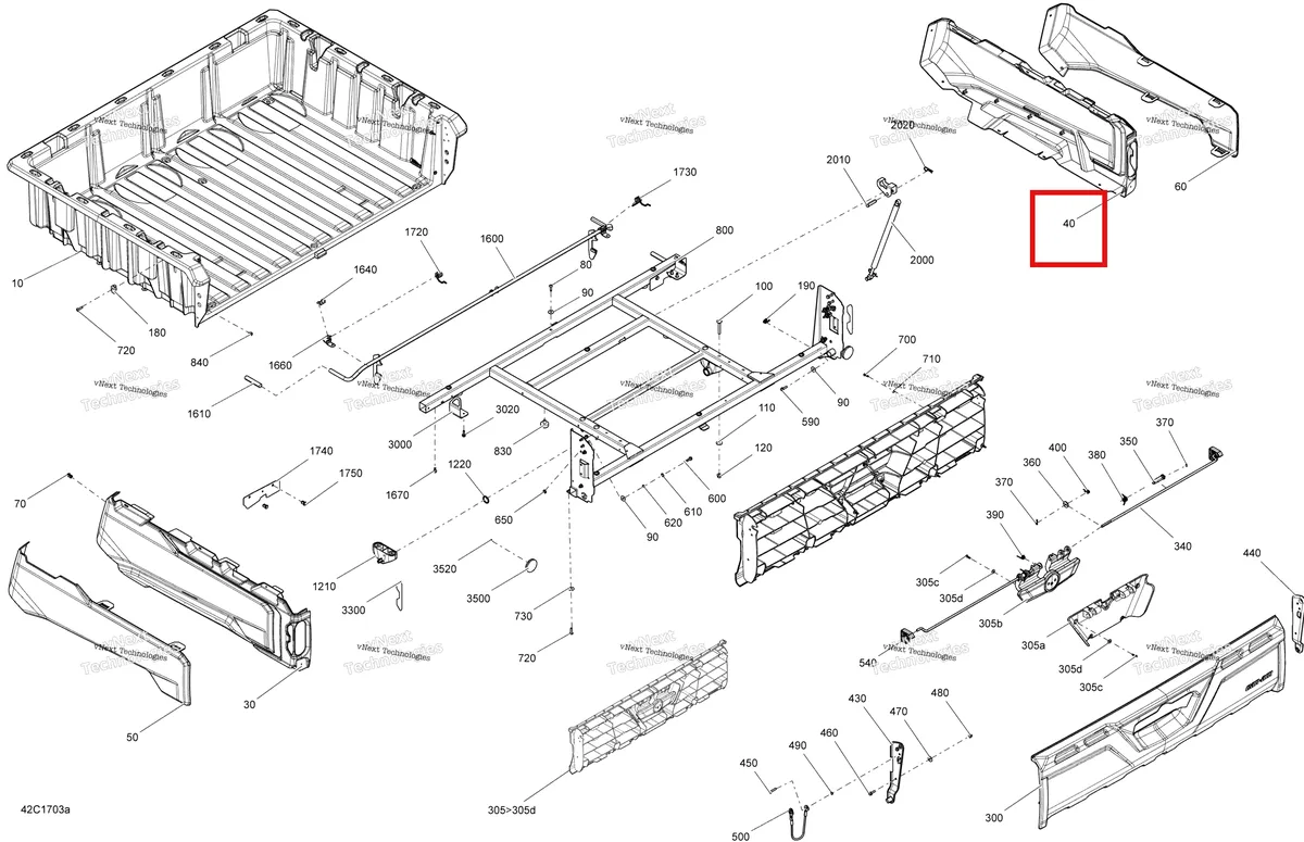 Деталь 708301466 на схеме узла 2017 Can-Am TRAXTER HD5 Rear Cargo Box