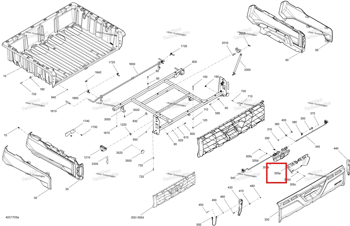 Деталь 708301503 на схеме узла 2017 Can-Am TRAXTER HD5 Rear Cargo Box