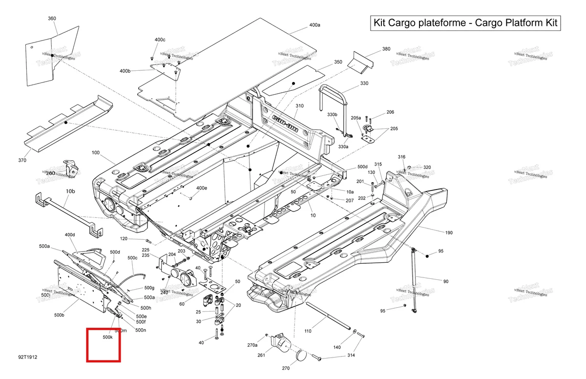 Деталь 708301538 на схеме узла 2019 Can-Am OUTLANDER 6X6 - 650 EFI - T3 Cargo 6X6 - Cargo Platform Kit